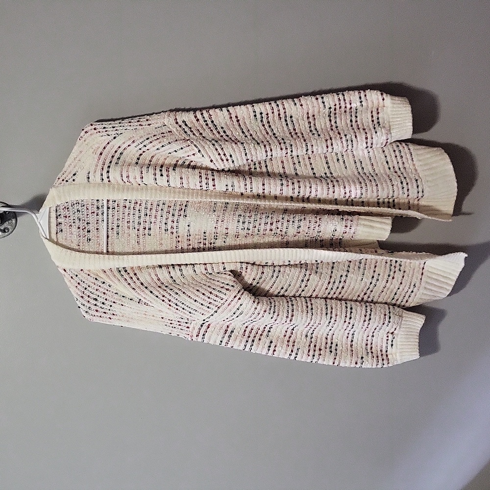 Cream cardigan  with red green pink super soft